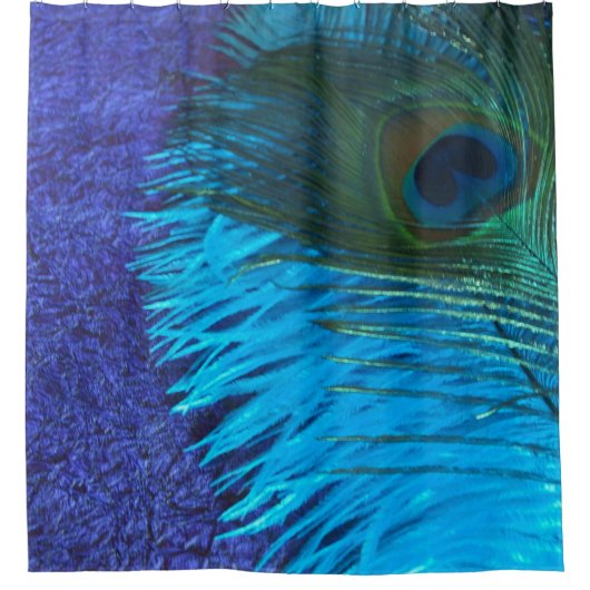Paars en Blauwgroen Peacock Douchegordijn (Voorkant)