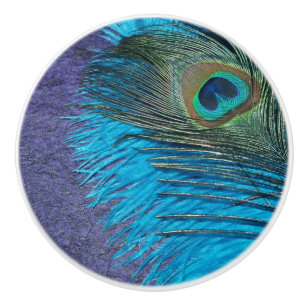 Paars en Blauwgroen Peacock Keramische Knop