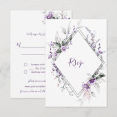 Paars en Blush Diamant Frame | RSVP Kaartje (Voorkant / Achterkant)