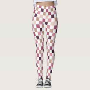 Paars en bruin geruit mozaïek minimalistisch leggings
