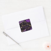 Paars en Faux Gold Glitter Agate Sweet 16 Vierkante Sticker (Envelop)