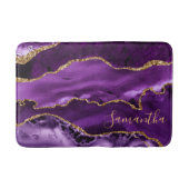 Paars en Faux Gold Glitter Marble Agate Badmat (Voorkant)