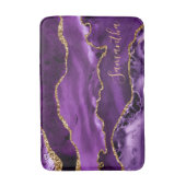 Paars en Faux Gold Glitter Marble Agate Badmat (Voorkant Verticaal)