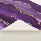 Paars en Faux Gold Glitter Marble Agate Sherpa Deken (3/4)