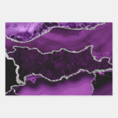 Paars en Faux Silver Glitter Marble Agate Inpakpapier Vel (Voorkant 3)