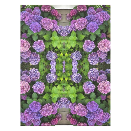 Paars en Fuchsia Hydrangea Kaleidoscope Tablecloth Tafelkleed (Voorkant)