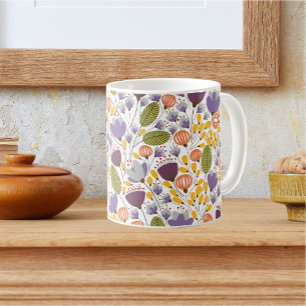 Paars en geel decoratief patroon koffiemok