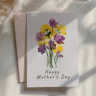 Paars en Geel Moederdag Boeket Kaart