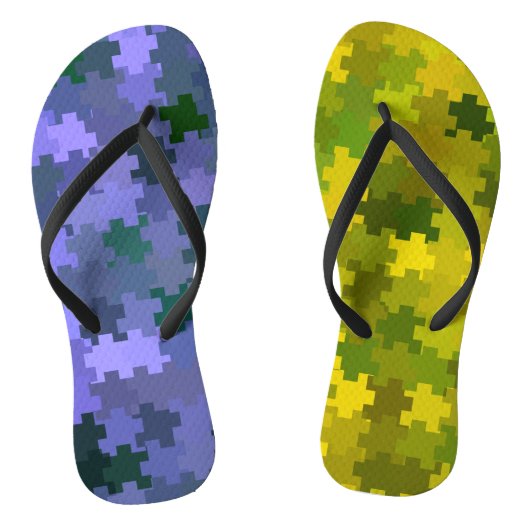 Paars en geel teenslippers (Voetbed)