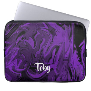 Paars en gepolijst zwart laptop sleeve