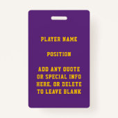 Paars en Gold Glitter Basketball Team Jersey Badge (Achterkant)