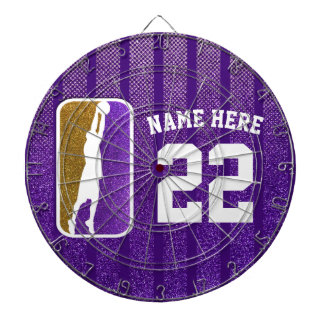 Paars en Gold Glitter Basketball Team Jersey Dartbord