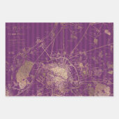 Paars en Gold Paris Inpakpapier Vel (Voorkant 3)