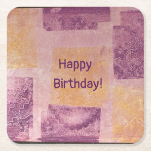 Paars en Gold Square Gel Print Paper Onderzetter