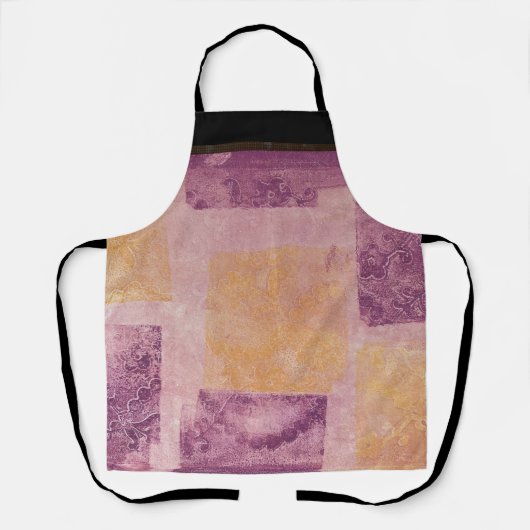 Paars en Gold Square Inked Design Schort (Voorkant)