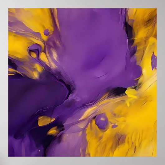 Paars en Goud Abstract Poster (Voorkant)