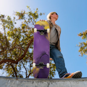 Paars en Goud Abstract Skateboard