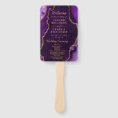 Paars en Goud Agaten Huwelijksprogramma Handwaaier (Voorkant)