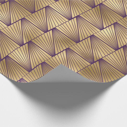 Paars en goud Art Deco patroon Cadeaupapier (Hoek)
