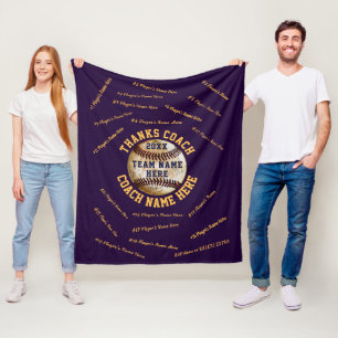 Paars en Goud Bedankt Cadeau voor Honkbalcoach Fleece Deken