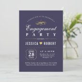 Paars en goud | Elegant Engagement Party Kaart (Staand voorkant)