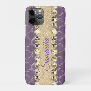 Paars en Goud Folie Diamant Bling        iPhone 11 Pro Hoesje