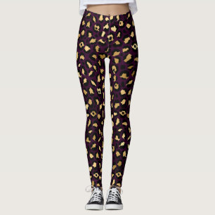 Paars en Goud Luipaard Serie Design 2 Leggings