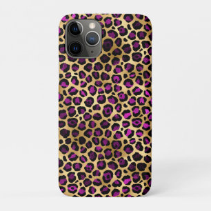 Paars en Goud Luipaard Serie Design 4 iPhone 11 Pro Hoesje