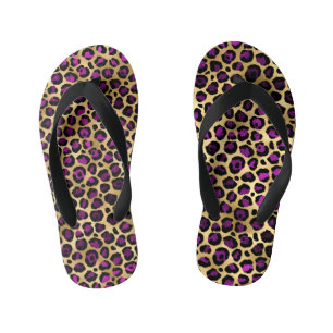 Paars en Goud Luipaard Serie Design 4 Kinder Teenslippers