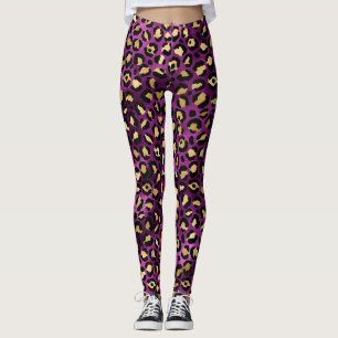 Paars en Goud Luipaard Serie Ontwerp 1 Leggings