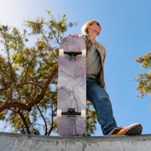 Paars en goud marmer skateboard