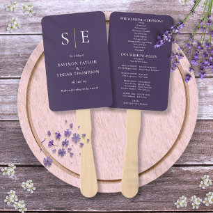Paars En Goud Monogram Huwelijksprogramma Handwaaier