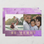 Paars en goud wees vrolijk Abstract Meerdere foto' Feestdagenkaart (Voorkant / Achterkant)