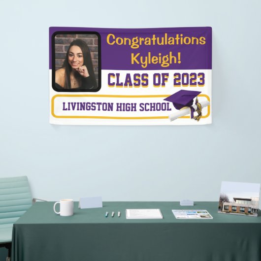 Paars en goudAfstuderen Spandoek (Beurs)