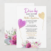 Paars en goudbloem per Baby shower Kaart (Voorkant / Achterkant)