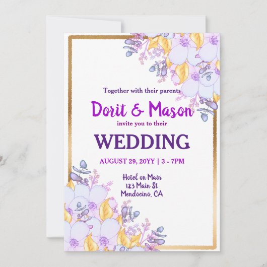 Paars en goudbruin goudvormig goudvormig kaart (Voorkant)