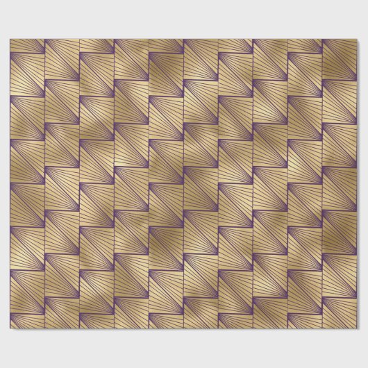 Paars en gouden Art Deco-patroon Cadeaupapier (Vlak)
