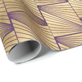 Paars en gouden Art Deco-patroon Cadeaupapier (Rol Hoek)