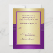 Paars en gouden bloemen antwoordkaart RSVP kaartje (Achterkant)