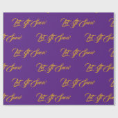 Paars en gouden laat het elegant script sneeuwen cadeaupapier (Vlak)