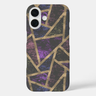 Paars en gouden mozaïekpatroon iPhone 16 hoesje
