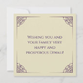 Paars en gouden ornament Happy Diwali Kaart (Achterkant)