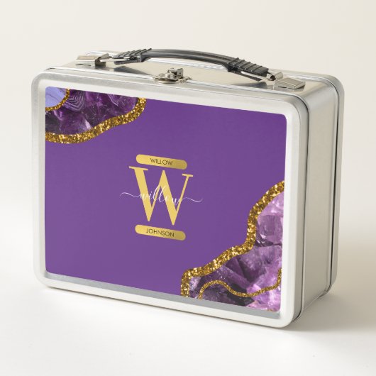 Paars en goudgetijden Glitter Monogram (Voorkant)