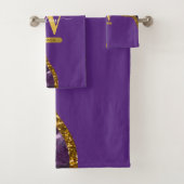 Paars en goudgetijden Glitter Monogram Bad Handdoek (Insitu)
