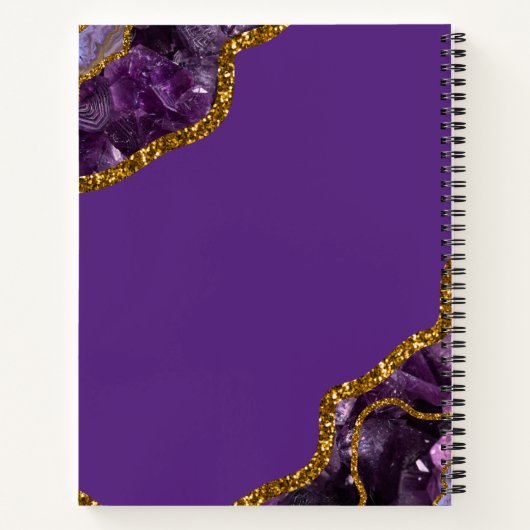 Paars en goudgetijden Glitter Monogram Notitieboek (Achterkant)