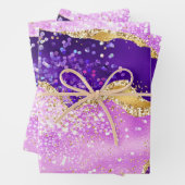 Paars en goudglitter Agate Patroon Inpakpapier Vel (In situ)