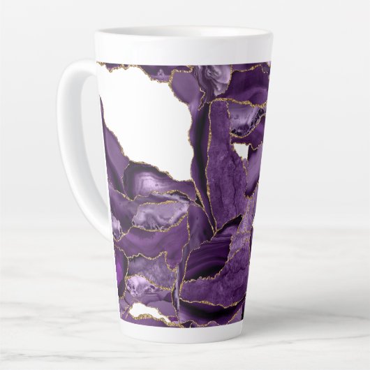 Paars en goudglitteraglaat latte mok (Linkerhoek)