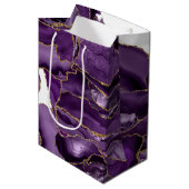 Paars en goudglitteraglaat medium cadeauzakje (Voorkant Gekanteld)