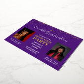 Paars en goudgoud met dubbele Afstuderen Folie Uitnodiging (Gedraaid)