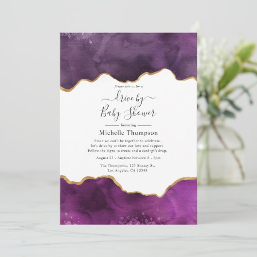 Paars en goudgrijs station met douwer kaart (Staand voorkant)